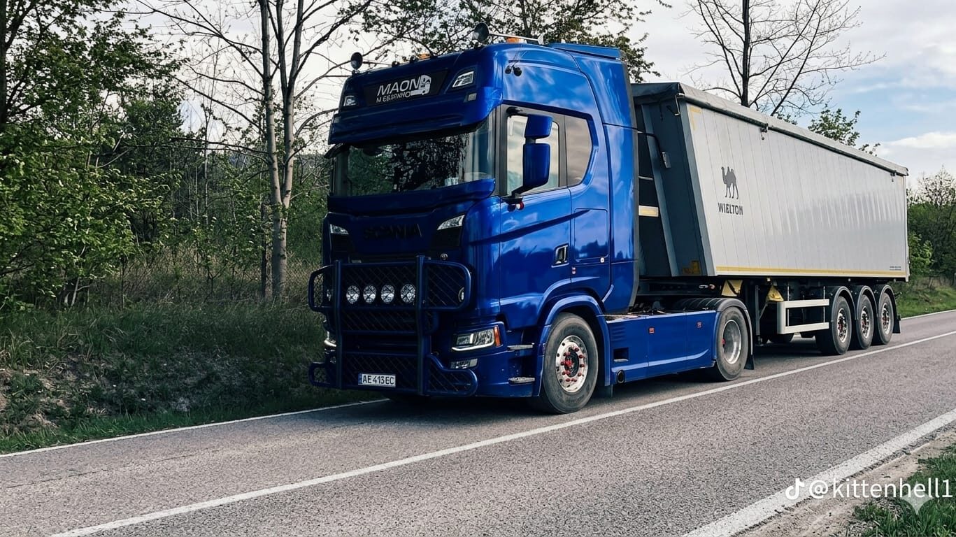 MAON Slovakia veľkoobjemový ťahač Scania s plachtovým návesom Wielton